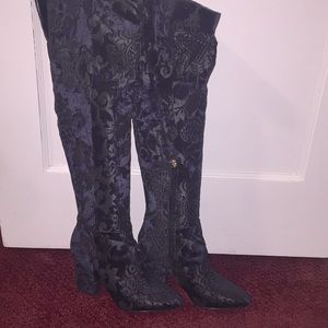 Nine West Blue Tapestry Over the Knee Boots
